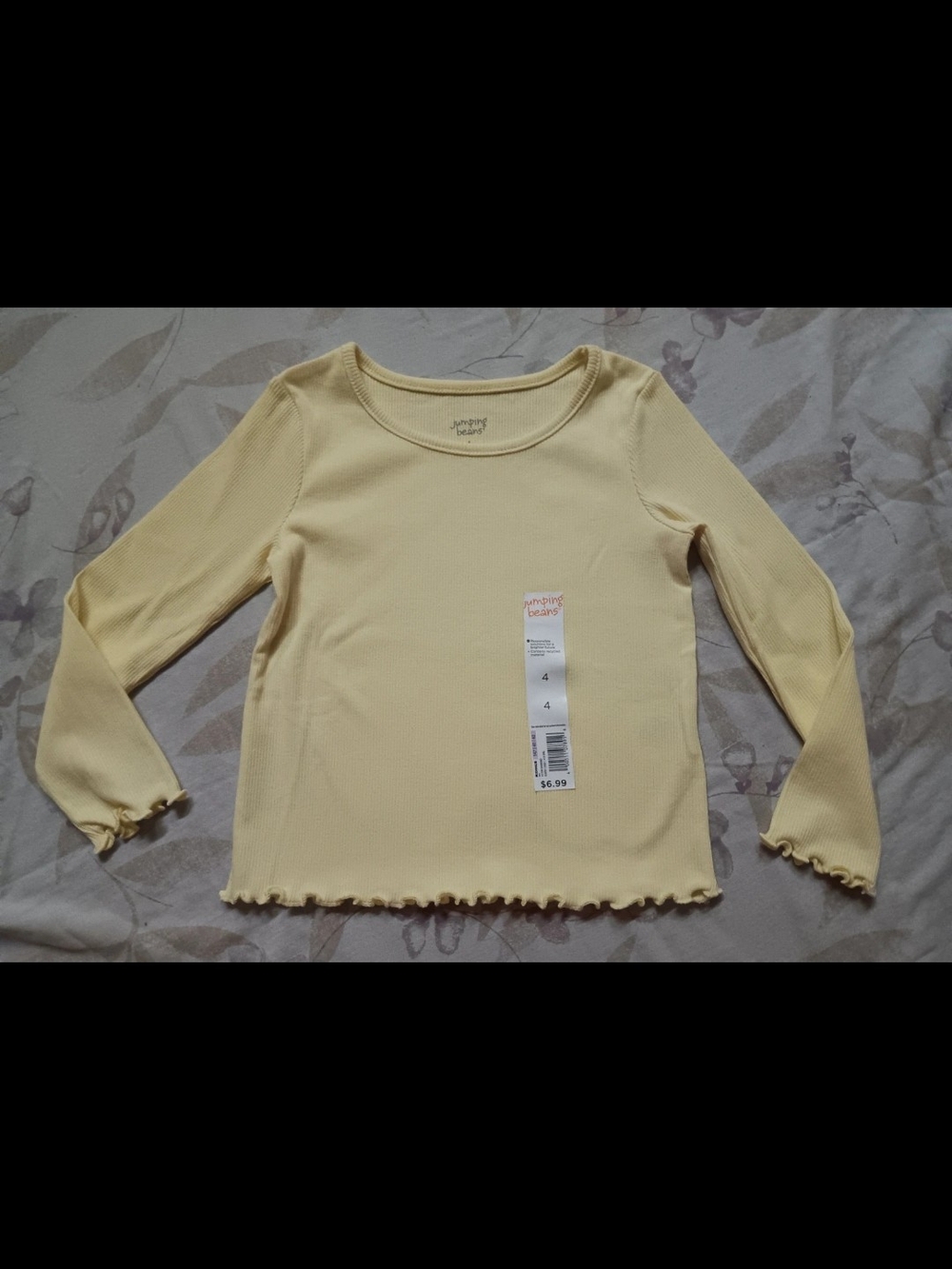 Wonder Nation NWT Yellow Ruffle Hem Long Sleeve Top for Kids- Size 4